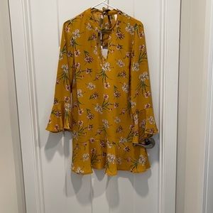 Yellow floral print float dress